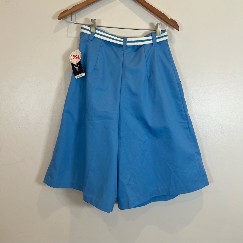 Hunter Glen NWT High Rise Bermuda Culotte Shorts Pleat Front Belted Blue 11/12 - Picture 8 of 13